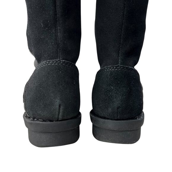 CLARKS Black Leather Knee High Riding Boots Wide Calf Buckle Detail Women’s 10W - Picture 11 of 12